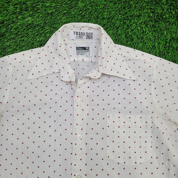 Vintage 90s Pelham Button Shirt M/L 15 21x30 Polka-Dot - Picture 4 of 10